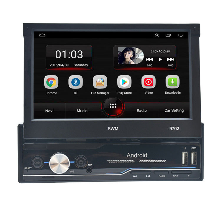 Manual Retractable Screen Car Stereo AUX IN ROHS 7 Inch Retractable Car Stereo